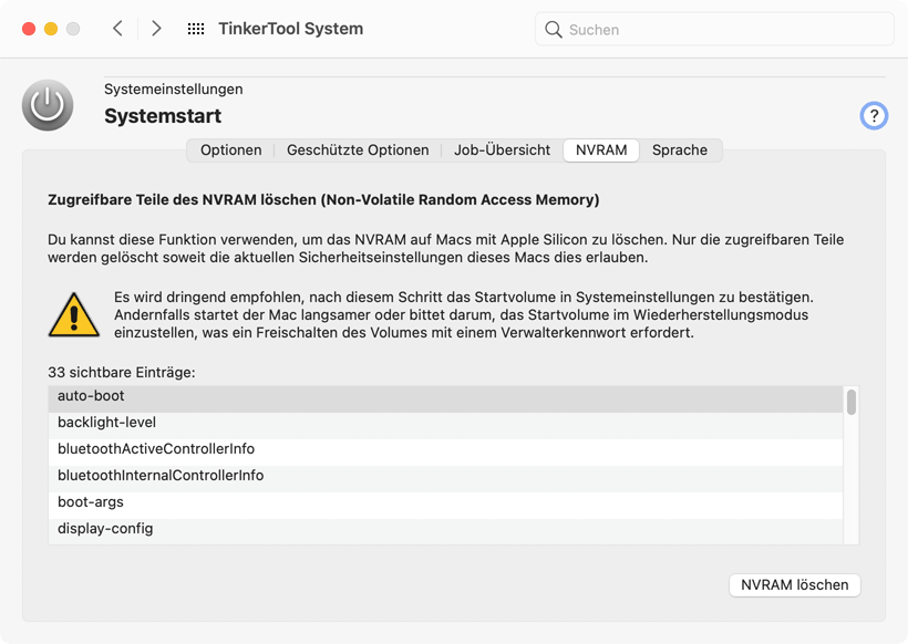 Löschen des NVRAM