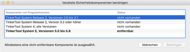 Veraltete Fassungen des privilegierten Hilfsprogramms können auf Wunsch bereinigt werden.