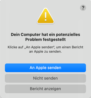 macOS führt regelmäßige Integritätsprüfungen automatisch durch. Mögliche Probleme werden wie hier angezeigt.