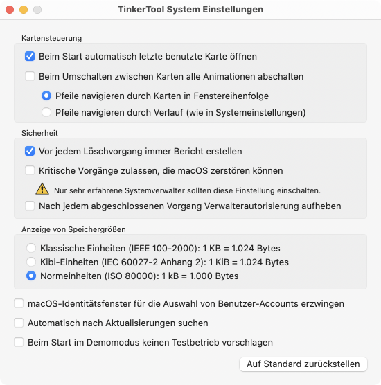 Das Einstellungsfenster