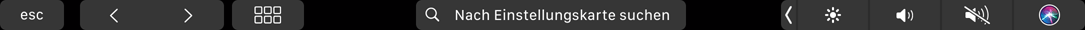 Die Elemente der Symbolleiste stehen auch in der Touch Bar zur Verfügung