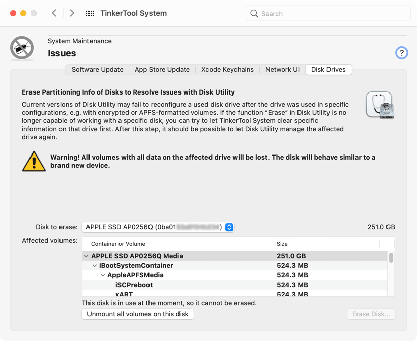 Clear disks which can no longer handled by Disk Utility