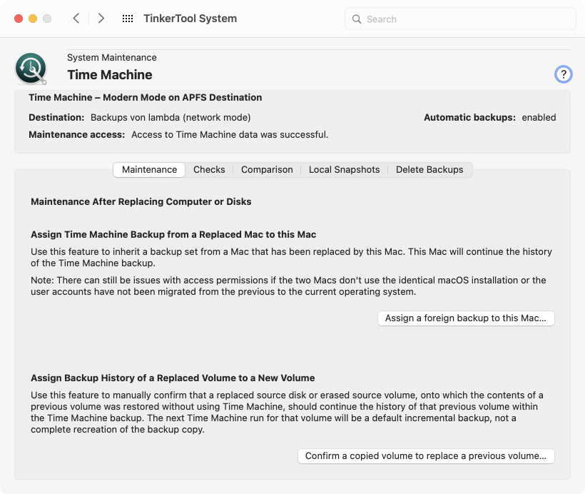 Maintenance after replacing Time Machine data sources