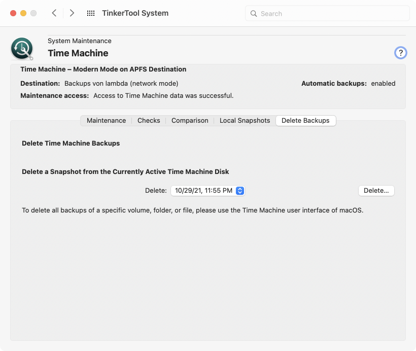Deleting Time Machine backup data