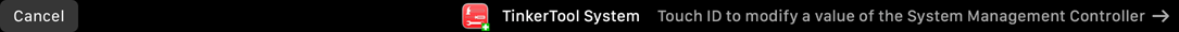 On computers with Touch ID, the confirmation is also possible by fingerprint. The Touch Bar shows a notification in this case.