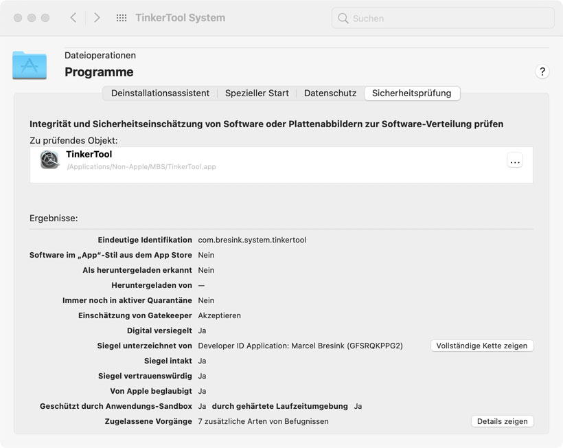 Überprüfen Sie die Integrität und Sicherheitseinschätzung für Programme oder anderen ausführbaren Code auf Ihrem System.