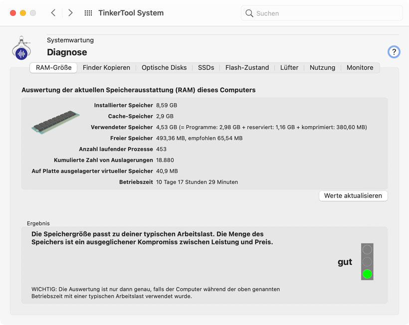 Werten Sie aus, ob die RAM-Größe Ihres Computers angemessen für die Arbeitslast ist.