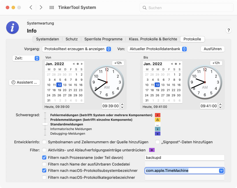 Rufen Sie Berichte aus den leistungsfähigen Protokollfunktionen von macOS ab.