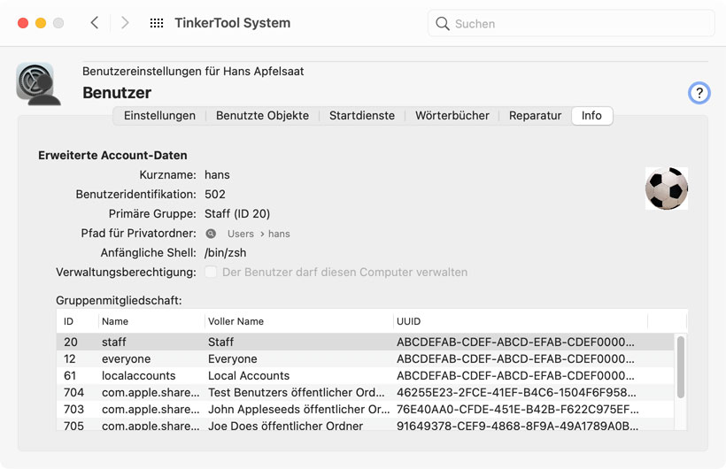 Erhalten Sie fortgeschrittene Informationen über Benutzer-Accounts.