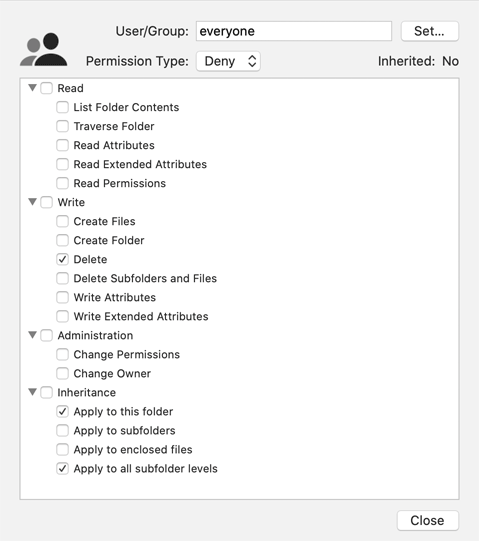 Set permission details