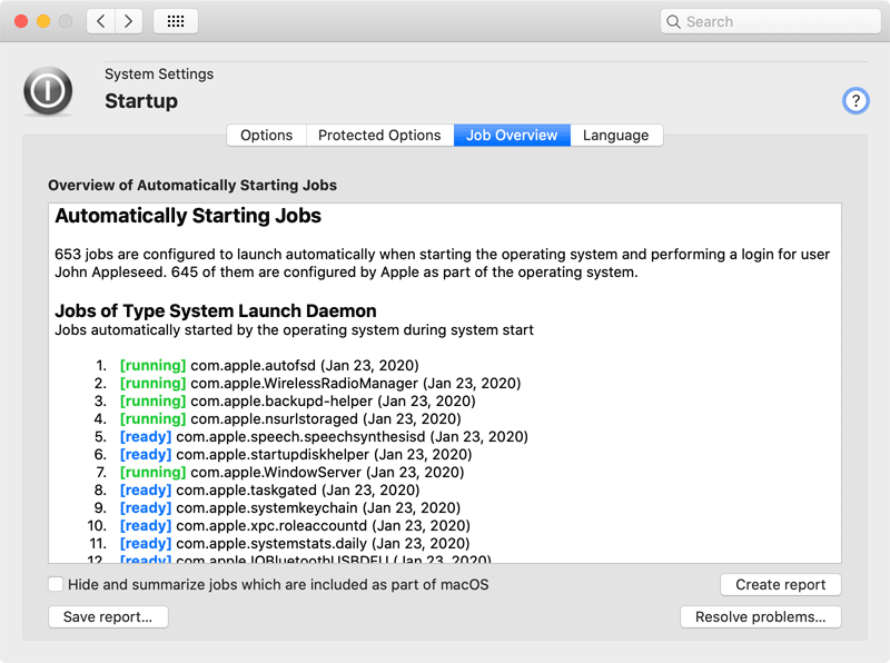 Overview of all automatically starting jobs