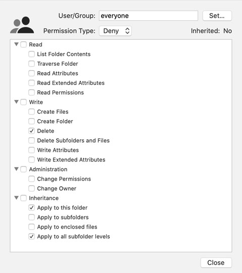 By using Access Control Lists (ACLs), macOS can specify exact rights in detail.