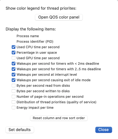 Most columns of the process table can be turned on and off.