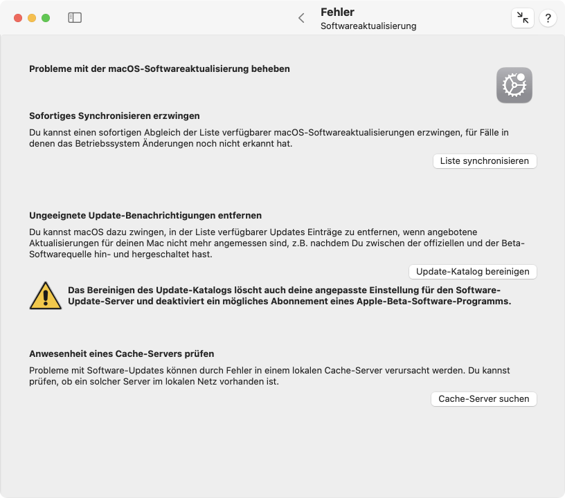 Beheben von Problemen mit der Softwareaktualisierung von macOS