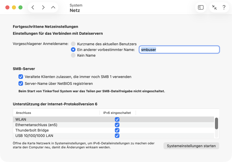 In macOS 26 können statt Richtlinien für den WLAN-Zugriff Einstellungen für den SMB-Server vorgenommen werden.
