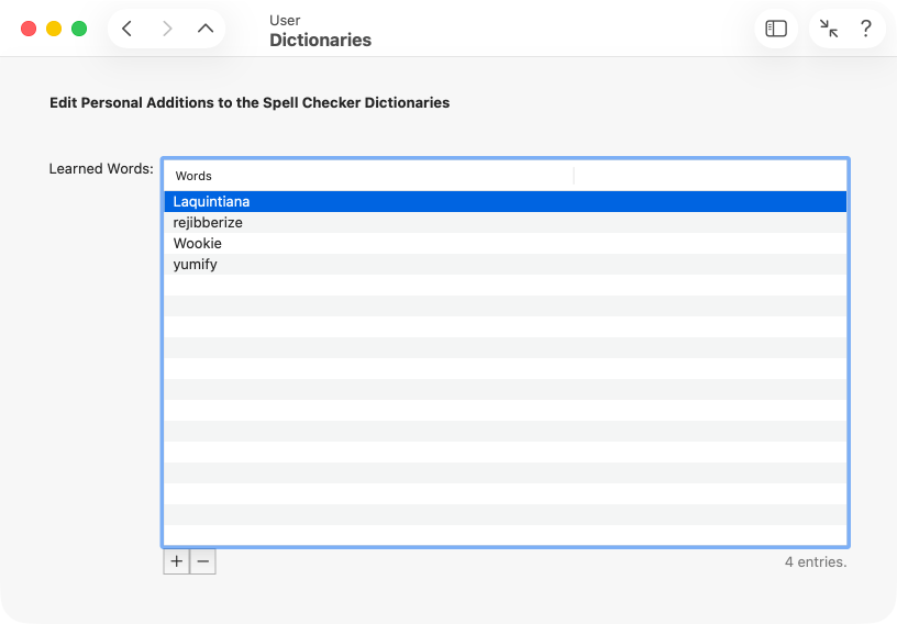 Spelling dictionaries