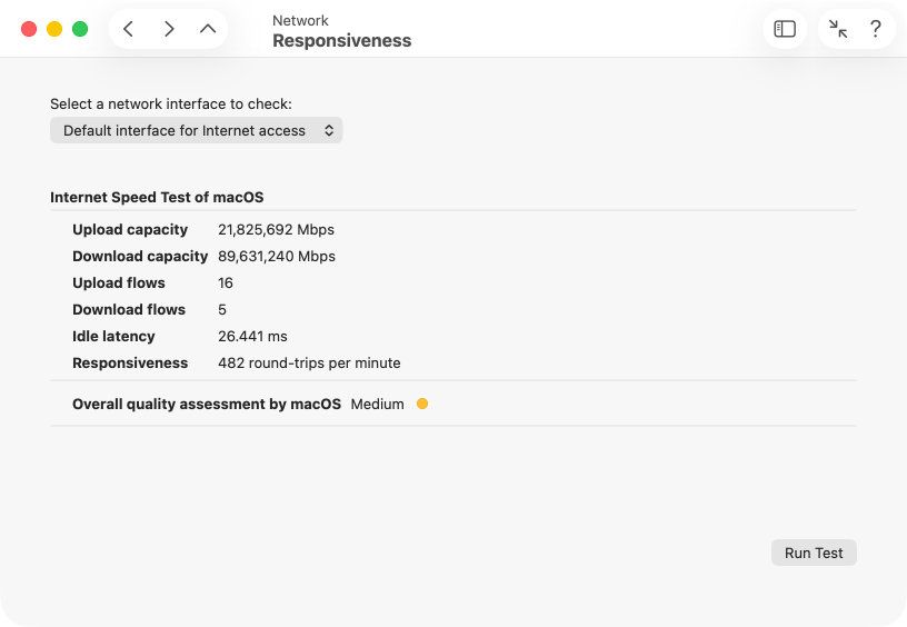 Let macOS measure
                different aspects of network quality for Internet
                access.