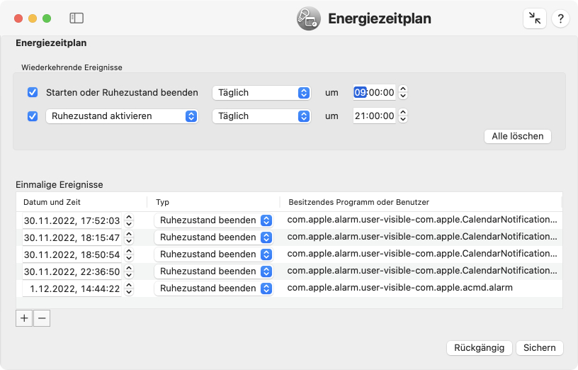 Die
                Bedienerschnittstelle für den Energiezeitplan (und mehr)
                kehrt zu macOS zurück.
