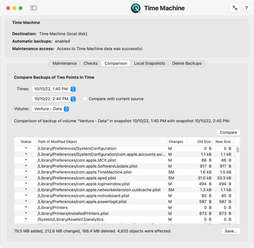 Check how Time
                Machine works and what files have changed between backup
                snapshots.